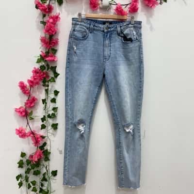 Ziggy Denim Womens Cropped Distressed Jeans Size 32 Blue 