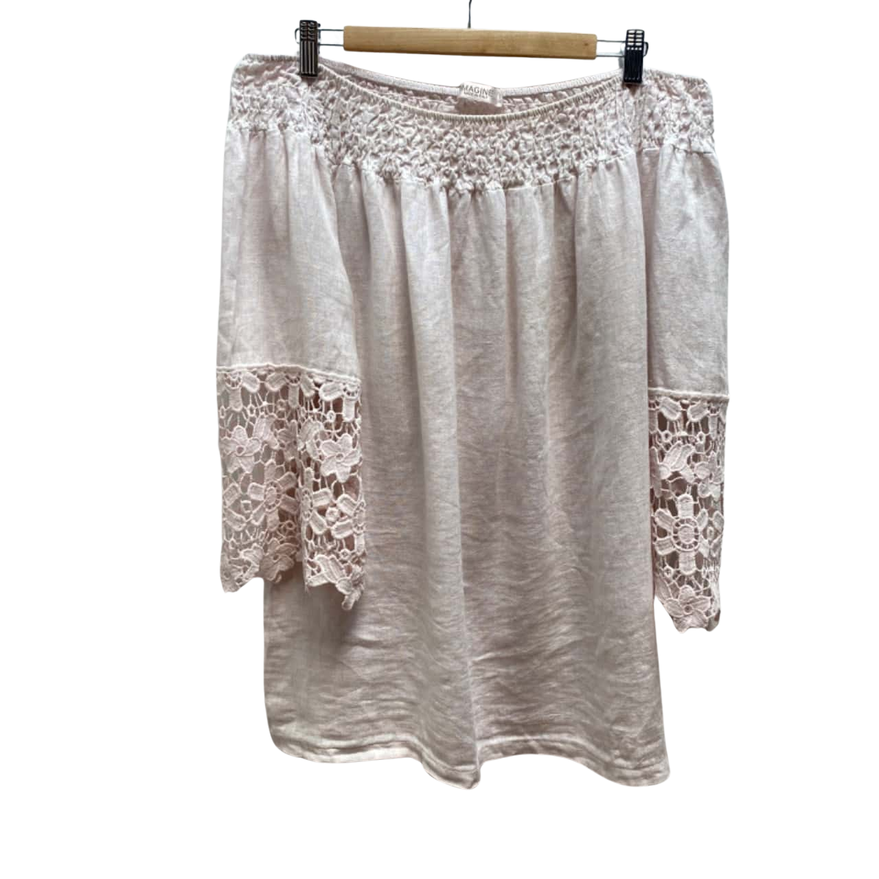 Imagine Womens Baby Pink Linen Top