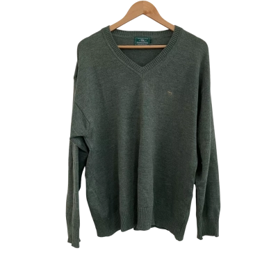 Rodd & Gunn Merino Wool Mens  Size L V-Neck Jumper Green 