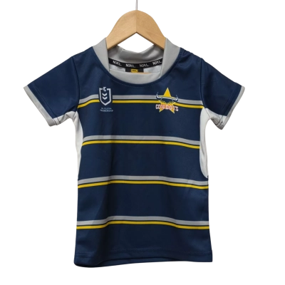 NRL Cowboys Kids  Size 2 Sport Top Grey / Navy Blue / White 