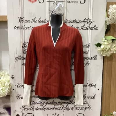 C&M Camilla and Marc Brand! THECHARLTON TURTLENECK LONG SLEEVE 3/4 ZIP! Womens  Size S Long Sleeve Shirt Burnt Orange 