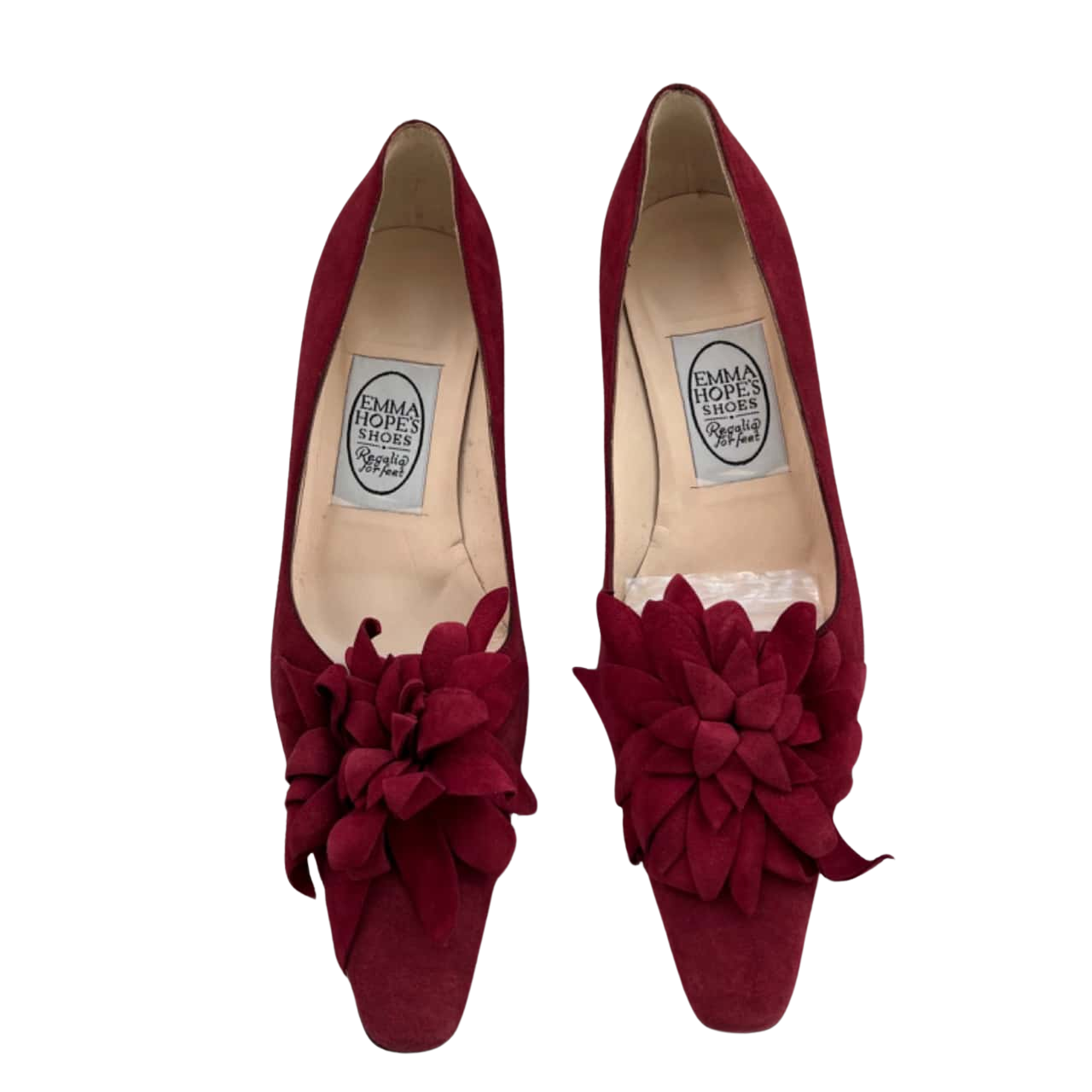 MADE IN ITALY LEATHER Ladies Kitten Heels Size 38.5 Burgundy Suede(s)