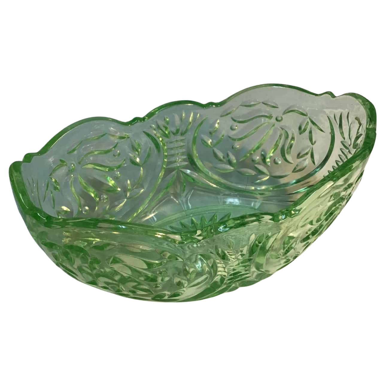 Vintage Art Deco Vaseline Uranium Glass Salad Serving Bowl(s)