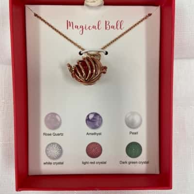  Womens Rose Steel  Magic Ball Necklace