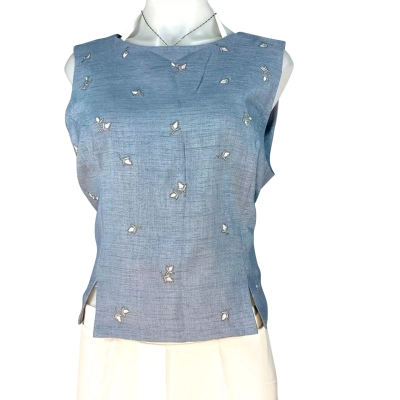 Liz Jordan - Blue Plain Day SkirtSuit Top (Size 16)