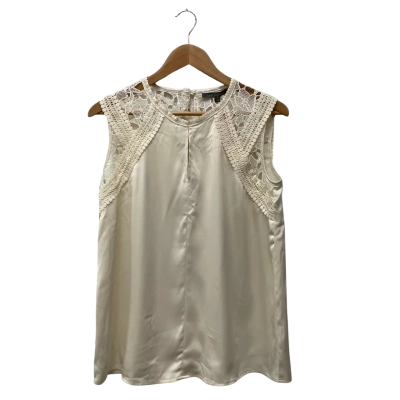 Liz Jordan Womens  Size 10 Party Top / Sleeveless Top / Workwear Top Cream 