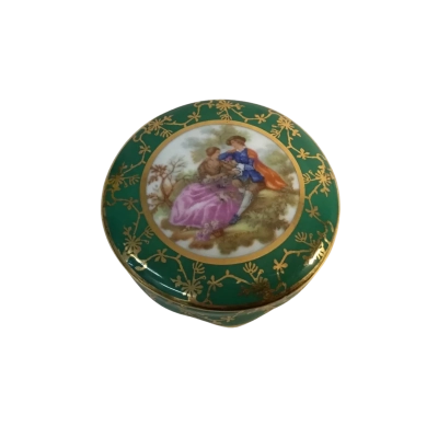 Vintage Round Trinket Box Approx 4 x 6cm