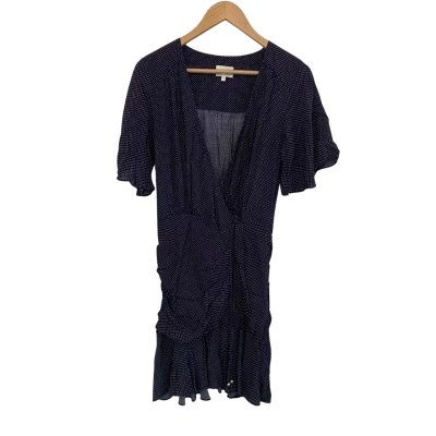 Seed Heritage Womens  Size 8 Short Sleeve Dress  / Wrap Dress Black  / Navy Blue / Polka Dot / White 