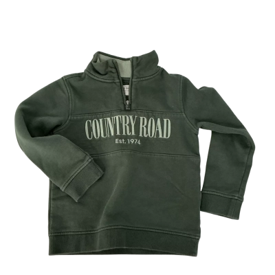 Australian Cotton Country Road Half Zip Sweat in Forest Contrast  Size 6