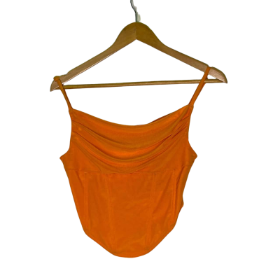 Luck & Trouble Womens  Size 8 Cropped Top / Shoestring Strap Top Orange 