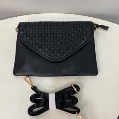 BNWOT  Kaiser Woven detail Clutch / Shoulder Bag Black  