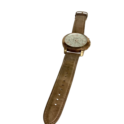 Fossil NDW1 Leather Analog White Dial Quartz Genuine Wrist Watch