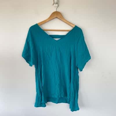 Katies Ocean Teal V Back Top  Size 14 