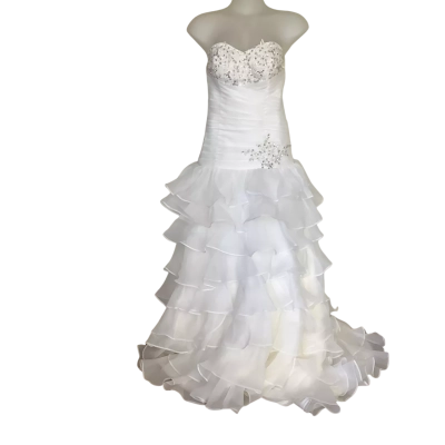 White Mermaid Ruffled Wedding Dress.Size 8 