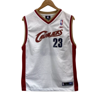 NBA / Reebok Mens  Size L Basketball Jersey White #23 Le Bron Cleveland Cavaliers