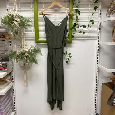 Scanlan Theodore Womens  Size 8 Shoestring Strap Dress Khaki 