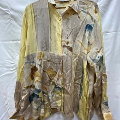  Marcelo Cioni Size 46 Long Sleeve Shirt Beige / Pattern / Yellow 