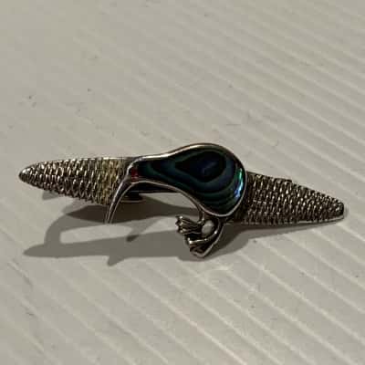 Vintage Sterling Silver & Paua Shell Tie Clip - circa 1960's