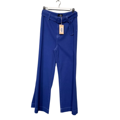 Ghanda Womens  Wide Pants With Belt Size 12 Blue 