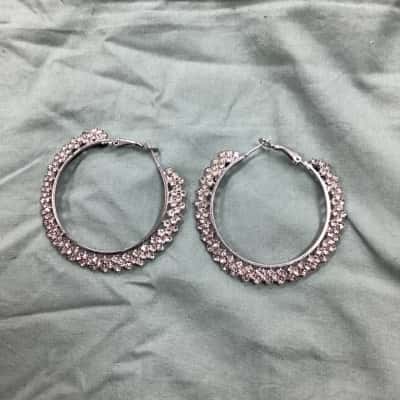  Womens Earrings large hoop diamanté 