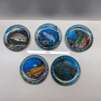 Franklin Mint Field & Stream Trout Collector Plates Set 5 Fine Porcelain