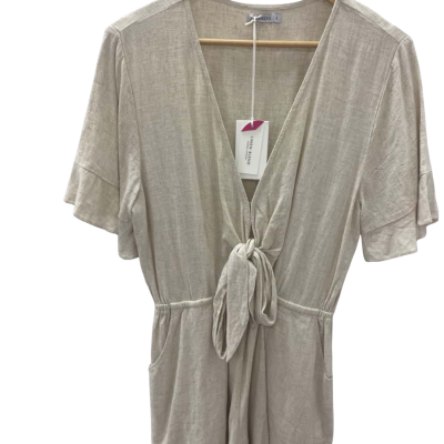 Ghanda Womens  Size L Short sleeve Jumpsuit Beige 