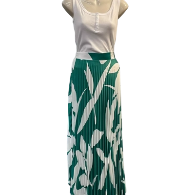 YH & Co Womens Size 10/M Midi Skirt Green/Off White
