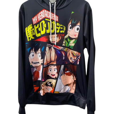  Unisex my Hero Acadamia Hoodie Black  / Multicoloured / Pattern 
