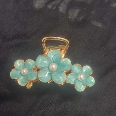 Blue Flower Enamel Hair Claw