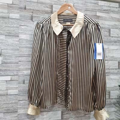 Perri Cutten Womens  Size 12 Long Sleeve Shirt Black  / Gold 