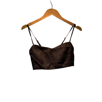 Seed Womens  Size 8 Cropped Top / Shoestring Strap Top Black  