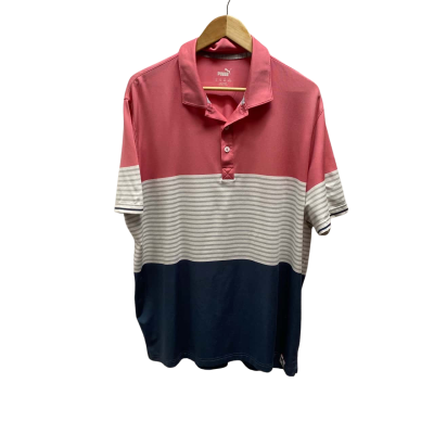 Puma Mens Size XXL  Blue / Pink  / White Polo Top