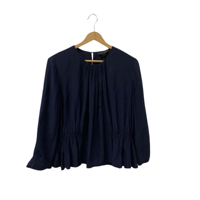 Karen Walker Womens  Size 12 Long Sleeve Top Navy Blue 