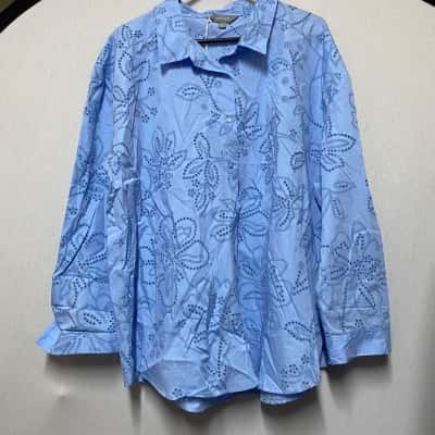 Suzannegrae Womens  Size 20 Button Up Top Blue 