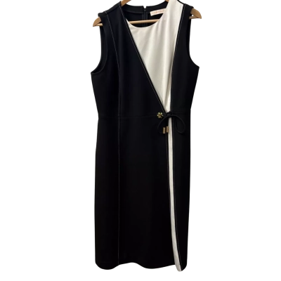 Tory Burch Womens Size 12 Midi Dress Black  / White 