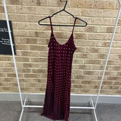 Tree of Life Womens burgundy polka dot dress  Size XL 