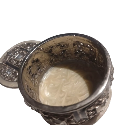  Women's Silver Round Trinket Box with Marble Base 5.5cm in Diameter 