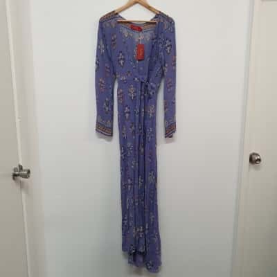 Tigerlily Women's Size 10 Hydra Maxi Wrap Dress Cornflower - New With Tags