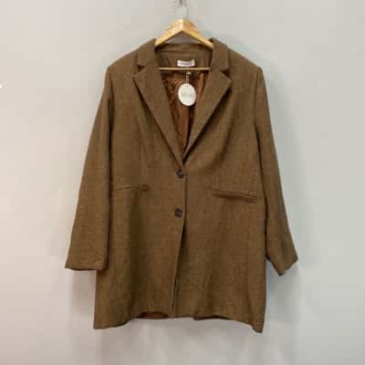 You & All Womens  Size 18 Woven Oversized Blazer Chocolate Brown 