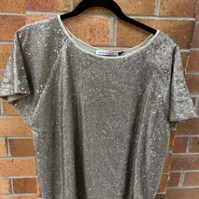 Sportscraft Womens  Size 10 Gold Sequin Top 