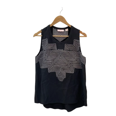 Sass & Bide Womens  Size 8 Sleeveless Top Grey / Geometric Pattern 