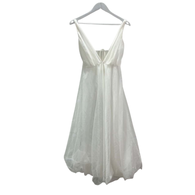 Selfie Leslie Women's Size 12 Shoestring Strap Dress White Tulle