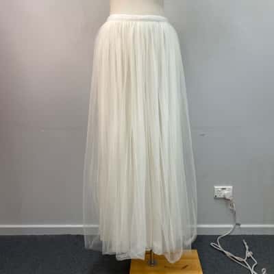 Ixiah Womens  Size 10 Maxi Tulle Skirt Off White 