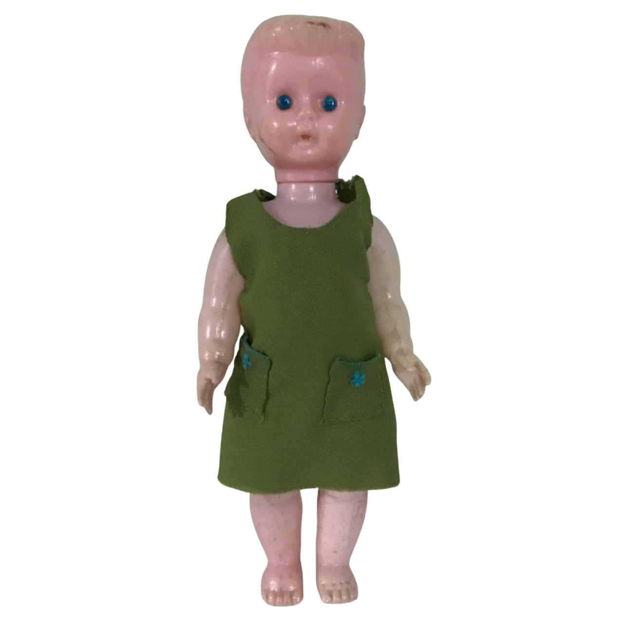 Vintage 1950s Plastic Doll with Handmade Dress 32 cm(s)