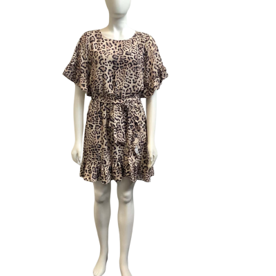 Brand New Portmans Womens  Size 10 Animal Pattern Mini Dress Beige/ Black 