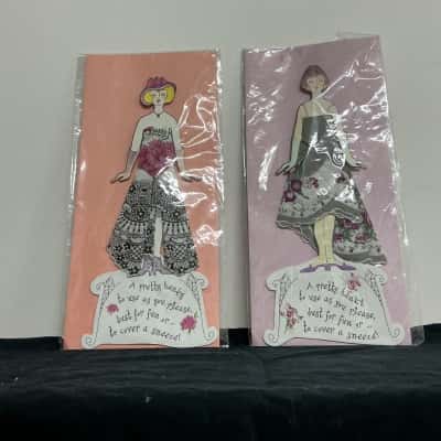 2x Fancy Handkerchief Greeting Cards