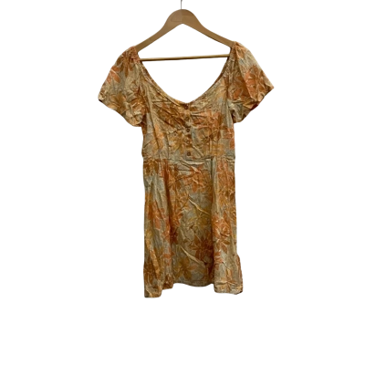Roxy Women’s Peach Floral Shimmy Off Mini Dress Size 8 / S