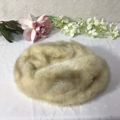 Vintage A Cornelius Original Womens Beige Fur Hat