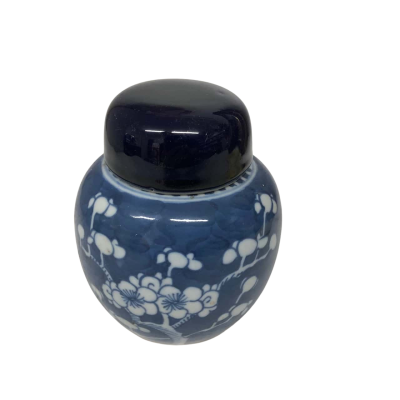 'Cherry Blossom' Blue/White Ceramic Container with Lid VINTAGE