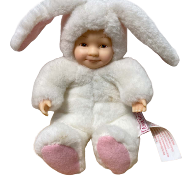 Vintage Anne Geddes Baby white Bunny Rabbit Plush Doll 